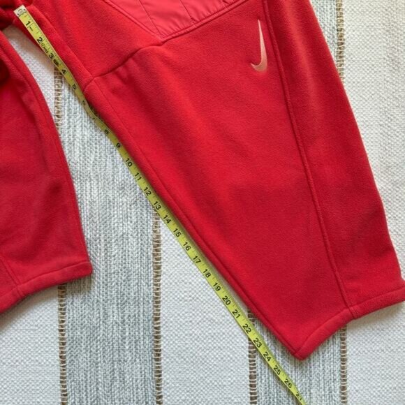 Nike Women’s Swoosh Loose Fit Red Orange Plush Fleece Barrel Leg Pants Size XL - Picture 5 of 12